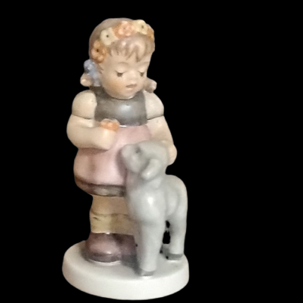 Porcelain Hummel Figurine of Girl with Dog